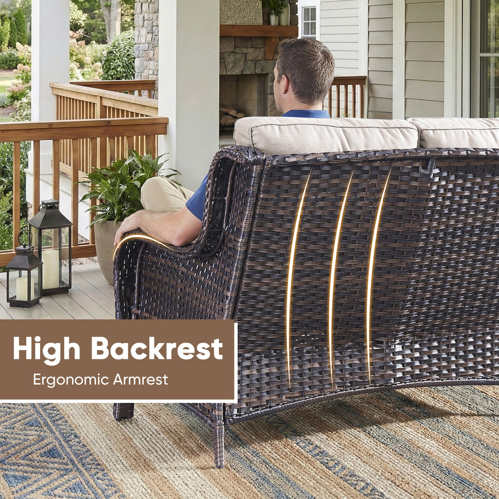 POCASSY 52" Wide Outdoor Wicker Patio Sofa with Cushions