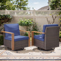 POCASSY Patio Swivel Chairs Set of 2, Outdoor Rocking Chairs with Wood Grain Finish Square Armrest All Weather Wicker Glider Rocking Patio Chairs for Porch Deck Balcony