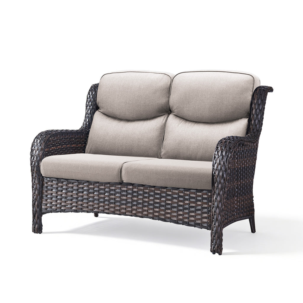 POCASSY 52" Wide Outdoor Wicker Patio Sofa with Cushions