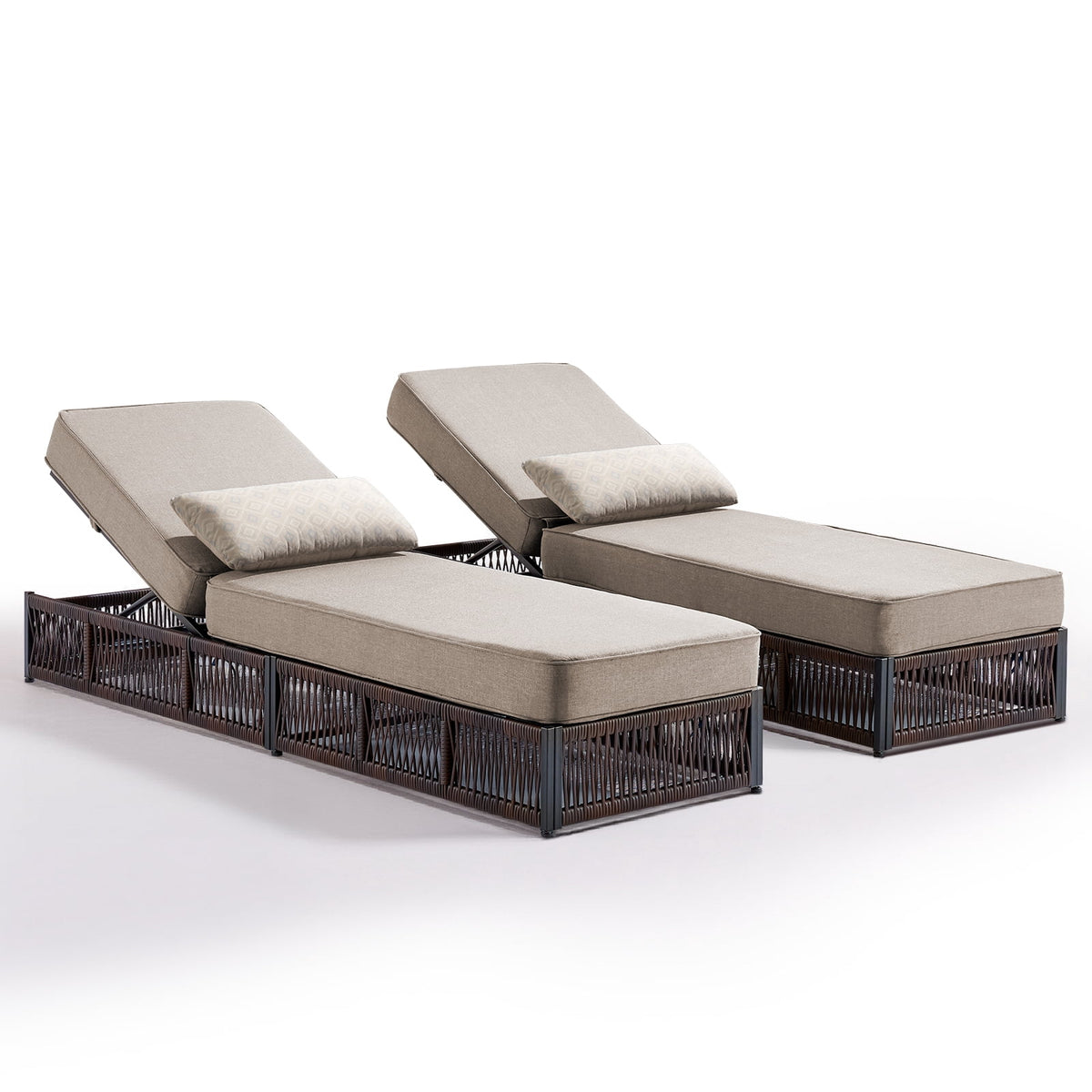 POCASSY Patio Chaise Lounge, Adjustable Backrest, 5-inch Thick Cushion, Brown Wicker, Patio Recliner Lounge Chair, Rattan Reclining Chair for Pool Pool Side