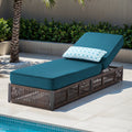 POCASSY Patio Chaise Lounge, Adjustable Backrest, 5-inch Thick Cushion, Brown Wicker, Patio Recliner Lounge Chair, Rattan Reclining Chair for Pool Pool Side