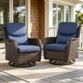 POCASSY Patio Swivel Chairs, Outdoor Wicker Swivel Glider Rocking Chairs with High Back and Thick Cushions for Porch Deck - Set of 2