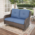 POCASSY 52" Width Outdoor Loveseat, Rocking Glider All Weather Wicker Patio Loveseat with Deep Seat for Porch Balcony and Backyard