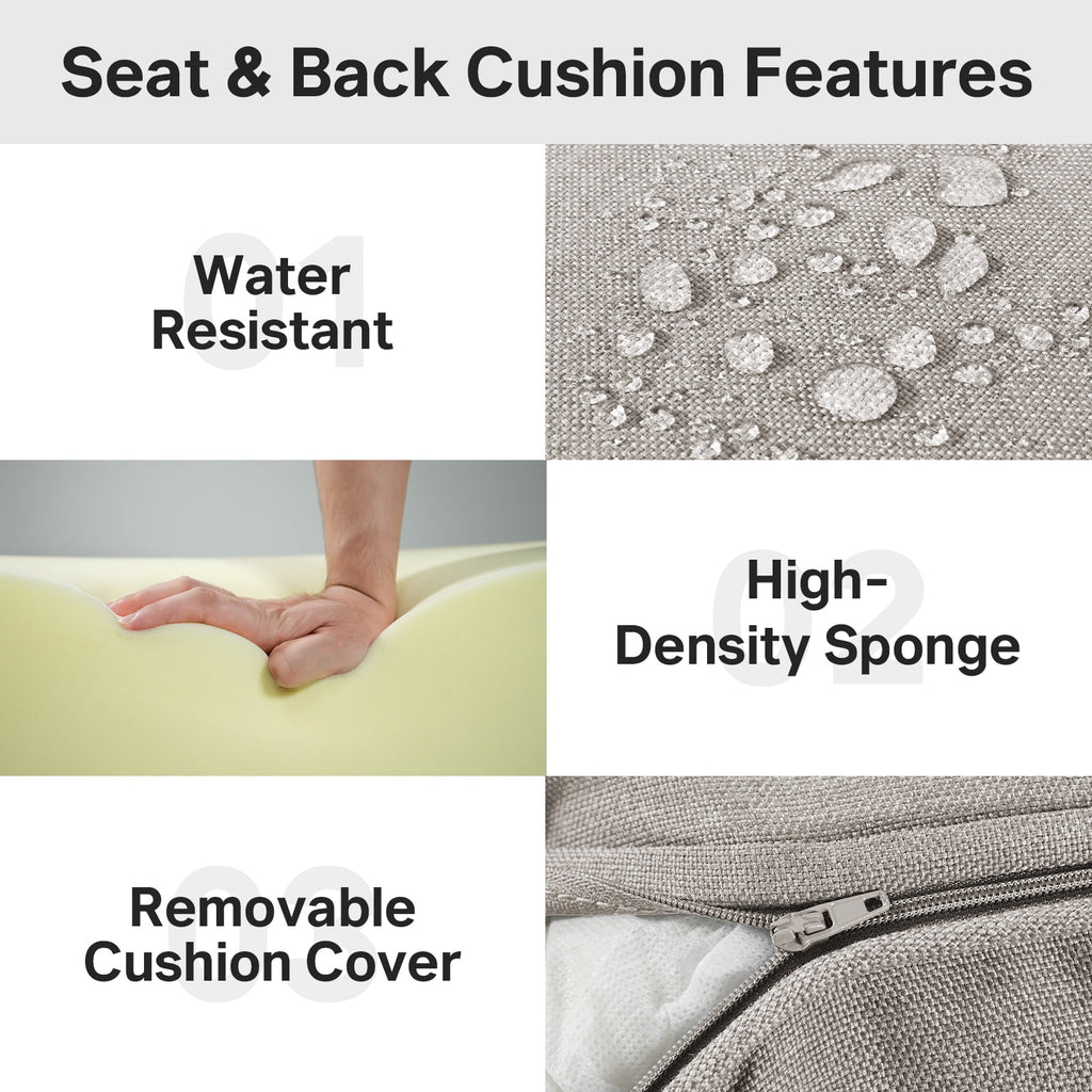 POCASSY 6" Thick Outdoor Chair Cushions Set of 2, Outdoor Cushions for Patio Furniture, Deep Seat and High Back Cushion for Patio Rocking Dining Chair and Couch