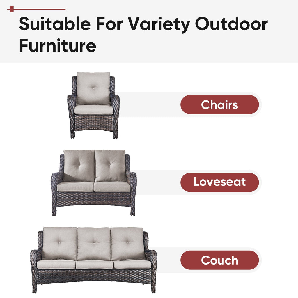 POCASSY Patio Furniture Cushions Set, 22.5"*22.5" Outdoor Cushion for Patio Furniture, Water Resistant, Fade Resistant, Deep Seat Seat and Back Cushion for Chair, Sofa, and Couch